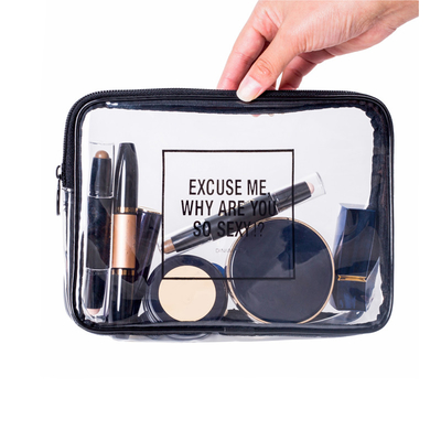 Borsa della matita del PVC del cosmetico 18x5x8cm della maniglia della radura dell'OEM